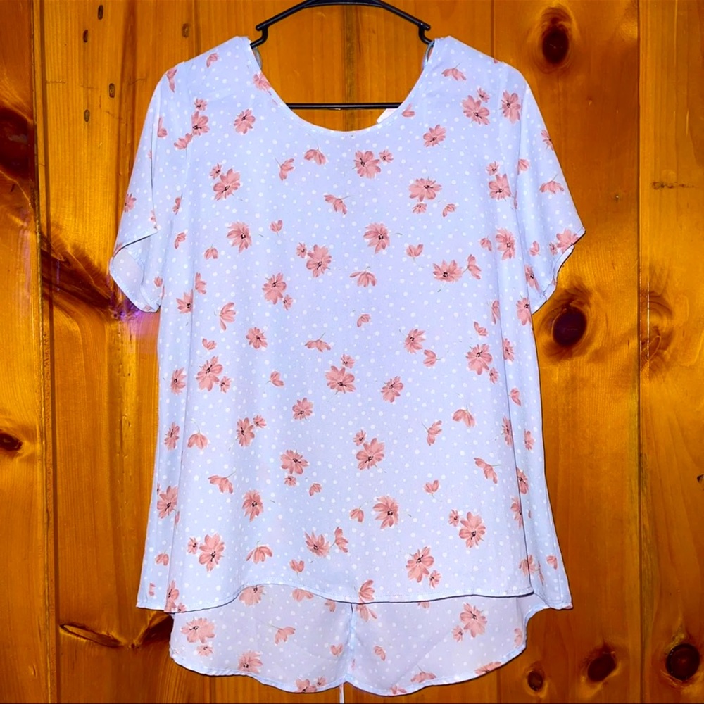 Sienna Sky Short Sleeve Lace Up Back Blouse